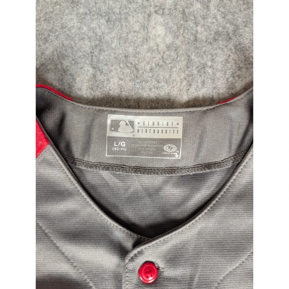 MLB St Louis Cardinals True‎ Fan Jersey Grey Red Button Up Mens L 42-44
